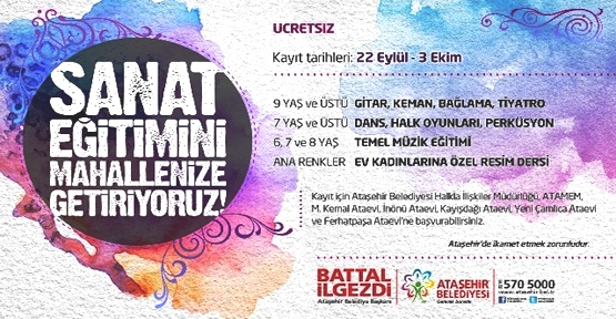 Ataşehir Belediyesi Sanat’ı Mahallenize Getiriyor