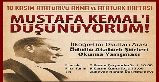 Ataşehirli Çocuklar Atatürk’ü Şiirlerle Anacak